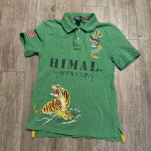 VTG Ralph Lauren Himal Tiger Dragon Military Souviner Polo Shirt YOUTH 10-12 M
